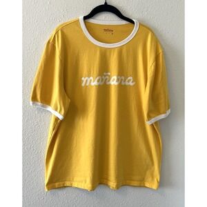 Manana Surfing Co T-Shirt Men's XL Yellow Ringer Tee Retro Austin, TX